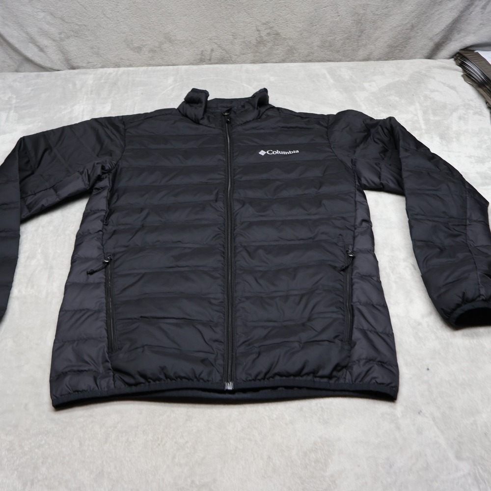 Columbia Down Jacket Men Small Black White Out II Quilted Light Insulated Puffer